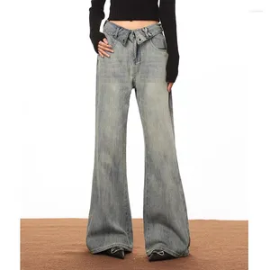 Women's Jeans WCFCX STUDIO 2024 Autumn Fashion Women Flared Loose Denim Pants Female High Waist Straight Flare Trouser