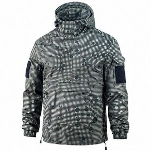 Camo taktyczne bluzy kurtka Mężczyźni wiosna wiatroodporna bluza z kapturem z kapturem Wojsko Outdoor Outdoor Commute Multi-Pocket Bluza z kapturem S8ez#