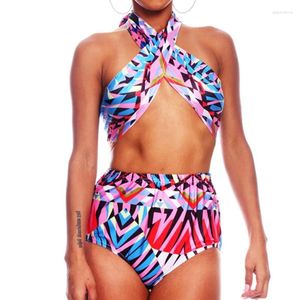 Biquínis femininos de cintura alta, trajes de banho tankini sexy push up biquini beachwear top envoltório maiô ruched conjunto de biquíni