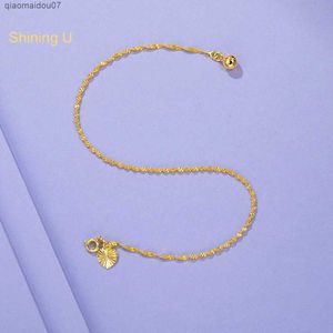 Ankletter Glänsande U-formade enkla ankelarmband pläterade på 24K Gold Water Wave Chain New Chinese Fashion Womens Jewelryl2403