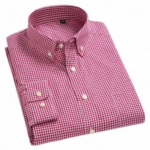 Nova chegada dos homens Oxford W e usar camisas xadrez 100% Cott camisas casuais de alta qualidade Fi Design camisas Dr dos homens A0lq #