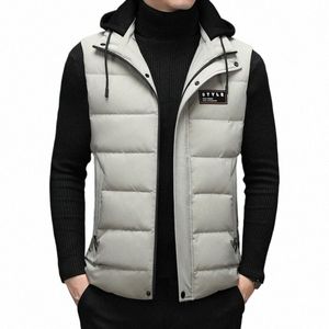 Nuovo Mens Duck Down Vest Fi Hooded Sleevel Jacket Coat Casual Warm Gilet Cappello invernale Gilet staccabili Uomo Chothing h4eM #