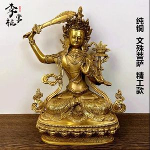 Декоративные фигурки 22 см, тантрическая непальская тибетская статуя бодхисаттвы Манджушри из чистой меди с поднятым мечом