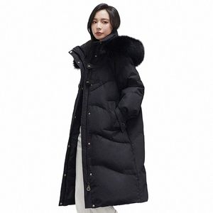 Puffer Jacket Women Clothes Korean Hooded Mid-Length Coats Ladies Warm Down Jacket Women White Duck Down Coat De Mujer U9ez＃