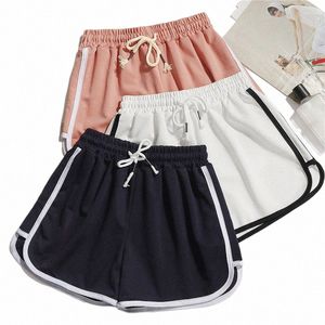 Frauen Shorts Sommer Hohe Elastische Spitze Up Kordelzug Breite Bein Schweiß Kurze Fitn Lauf Shorts Lose Beiläufige Große Sport Hosen q9hp #