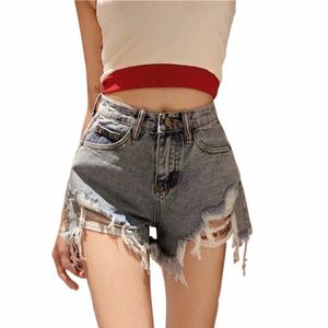 feynzz Fi New Summer Women High Waist Butt Wigh Leg Jeans Shorts Casual Female Loose Fit Blue Denim Shorts C6bj#