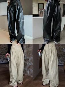 Kvinnors byxor 2024Luxury Designer Famous High Quality DrawString Wide Leg for Men Sexig Coiol Male Pu Leather Trousers