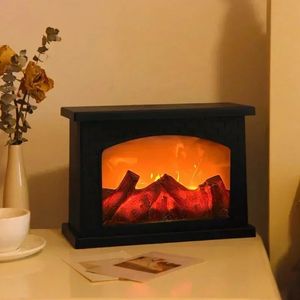 3D装飾的な偽の暖炉ランタンクリエイティブLED FLAME NIGHT LIGHT USBBATTERY NIGHT LAMP SPRING FESTIVE ROOM DECOR 240327