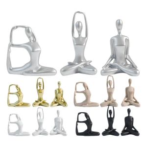 Esculturas de meditação yoga pose estátua estatueta nórdicos sala estar decoração casa cerâmica yoga figura decoração maison ornamentos mesa