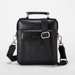 Drawstring European Dual-use Flip-type Male Totes Handbag Head Layer Leather Shoulder Bag Vertical Section Men's Business Briefcase