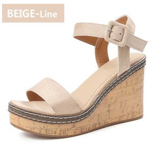 Sandalen Aphixta Wedge Peep Toe Button Schuhe Damen Plateau Mode 10 cm Cool Summer Super High Heels H240328SN7G