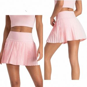 Women Sports Tennis kjolar höga midja tights yoga tennis shorts dr med fickor veckad fickkjol anti-exhaust snabb torr p4dx#