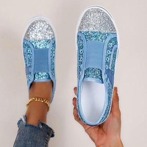 Casual Shoes 2024 Kvinnor Vulcanize Sneakers Bling Girl Glitter Kvinnlig andas snörning Utomhus Sport damer storlek