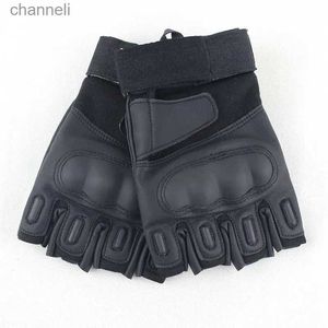 Tactical Gloves Fingerless Paintball SWAT Leather Protection Rubber Knuckle Driving Half Finger Men YQ240328