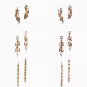 T Design Climber Stud örhängen Charm Cabriolet Vine Drop Love Earrings 925 Sterlling Silver 18K Gold Plated SMYELBY LUXURY Märke2322