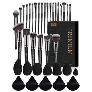 Maange 25st Makeup Brush Set med 12st Powder Puff Concealers Foundation Eyeshadow Borstes Sponge Set Fluffy Beauty Tools 240315