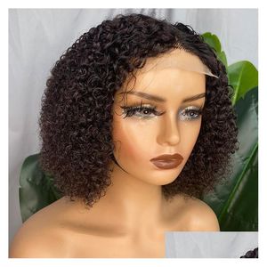 Human Hair Wigs Wholesale Indian Good Quality Unprocessed Remy Silky Virgin Hine Made Short Curly Closure Wig With Vendor Drop Deliver Dhhmd