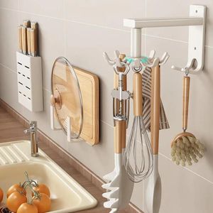 Hooks Strong Load-bearing Kitchen Storage Rack Removable Slide Rail Efficient Wall-mounted Utensil For Home