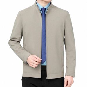 men Outerwear Stylish Men's Busin Jacket with Lapel Collar Lg Sleeve Slim Fit Design Solid Color Zipper Cardigan for Casual P3Ip#