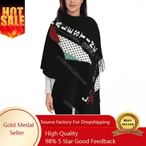 Halsdukar palestinska keffiyeh mönster halsduk för kvinnors vinter sjalar och wrap palestina långt stort med tofs aftonklänning