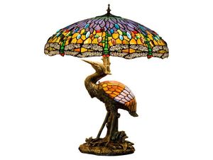 Desk Lamp Sea Blue Yellow Stained Glass and Crystal Bead Dragonfly Style Table Lamps Cafe Home Bar Art Table4097620