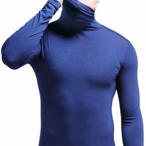 Winter Fi Thermo-Unterwäsche Männer Rollkragen T-Shirts LG Sleeve Mann Thermo-T-Shirt Männer Sport erste Schicht männliche warme Mäntel 58wL #