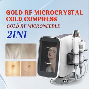 2 i 1 fraktionerad RF Microneedling Machine Cryo Cold Hammer Stretch Marks Scar Remover 10Pin 25Pin 64Pin och Nano Micro Needle Treatment for Hud Face Body Lift
