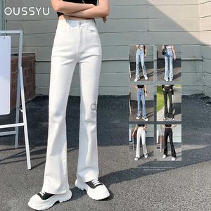 Women's Jeans Summer Women Flared Jeans High Waist Cotton Stretch Comfortable Classic Wide Leg Denim Casual Pants White Blue Skinny Trousers 24328