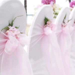 Sashes Wedding Decortorion Organza Chair Sashes Party Christmas Halloween Hotel Chair Decoration Supplies（Pack of 50pcs Pink）