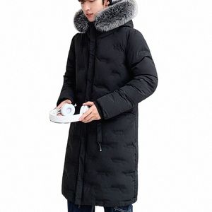 新しい冬のジャケットの男性は暖かいパーカーを厚くしますLGアウトウェアファーフード付きカラージャケットとコートの男性Jaqueta Masculina Winter Jacket l6qg＃