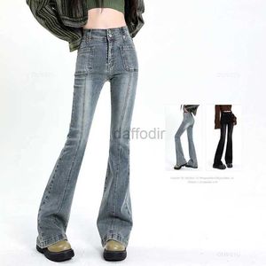 Jeans da donna Jeans svasati Donna Vintage a vita alta Donna Slim Denim elasticizzato Pantaloni attillati Pantaloni casual stile street coreano Plus Lunghezza 24328