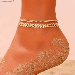 Ножные браслеты в богемном стиле, Золотая цепочка из нержавеющей стали, ожерелье в виде змеи, новая летняя пляжная цепочка, многослойное ожерелье, браслетL2403