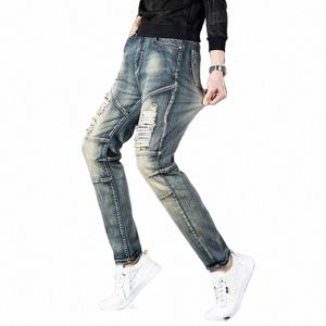 FI Marke Lg Hosen Gespleißt Motorrad Stretch männer Jeans Slim Fit Loch Männliche Hosen Party Hip Hop Plus Größe 155b #