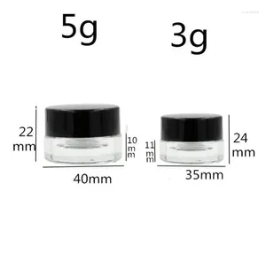 Garrafas de armazenamento Clear Eye Cream Jar Garrafa 3G 5G Vazio Recipiente de Lábio de Vidro Boca Larga Frascos de Amostra Cosmética com Tampa Preta SN790