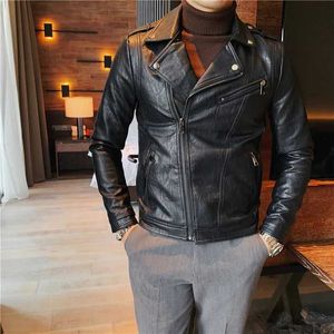 Men's Leather Faux Leather New Style Mens Spring Leisure Locomotive Leather Jacket/Male Slim Fit Fashion Short Leather Coat/Mens Clothing BomberS-3XL 240330