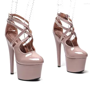 Sapatos de vestido Laijianjinxia 17cm / 7 polegadas PU Upper Fashion Sexy Exótico Plataforma de Salto Alto Festa Mulheres Sandálias Modernas Pole Dance 099