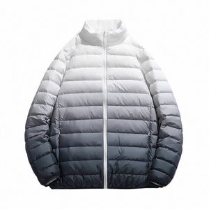 gradient Down Jackets Men Ulltra Light 90% Duck Down Jackets Fi Stand Collar Winter Coats Male Windproof Warm Parkas Q1Xb#