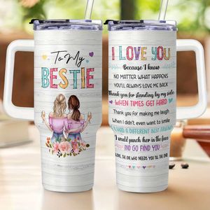 1pc My Bestie 40oz with Handle and Straw to the Back Coffee Camping Mug Wine Tumbler Her Birthday Gifts for Best Friend