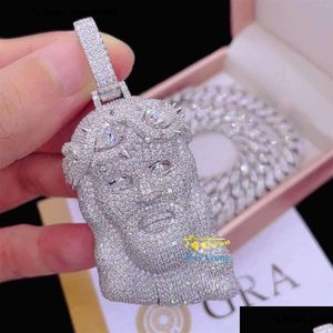 Collane con ciondolo Certificato Gra Gioielli Moissanite 925 Sier Hip Hop Iced Out Jesus Collana personalizzata Pendenti con consegna a goccia Otnmw