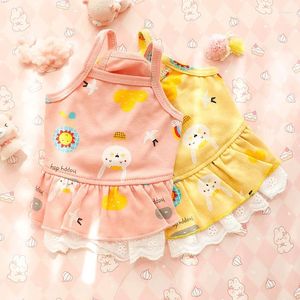 Vestuário para cães rosa amarelo cores s-xxl tamanho vestidos legais para cães primavera e verão desenhos animados design animais impressos roupas para animais de estimação