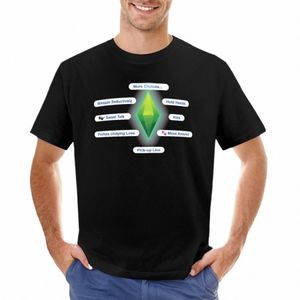 The Sims-Interactis 티셔츠 여름 최고의 평범한 티셔츠 남자 운동 셔츠 S2Q0#