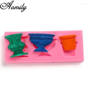 Stampi da forno Aomily Giardino Vaso da fiori Vaso Fioriera Stampo in silicone Torta antiaderente Stampo per decorazione fondente Strumenti Bakeware Stampi Gumpaste