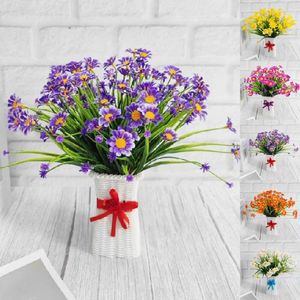 Flores decorativas 8 cachos de margaridas artificiais ao ar livre decoração de flores falsas de outono não desbota moldura de janela de plástico falso