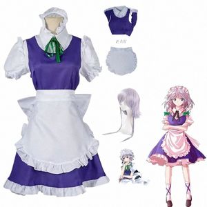 anime Game Touhou Project Izayoi Sakuya Cosplay Costume Wig Servant Maid Dr Lolita Woman Sexy Kawaii Halen Party Uniform p11Y#