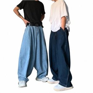 Pantaloni cargo a gamba larga 2022 Jeans larghi streetwear Nuovi uomini di autunno primaverile coreano Fi allentato dritto marchio di abbigliamento maschile nero X41T #