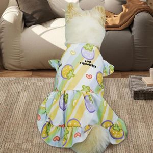 Cão vestuário roupas floral princesa pet vestido confortável roupa de verão para cães femininos gatos com padrão de frutas decoração fácil de usar