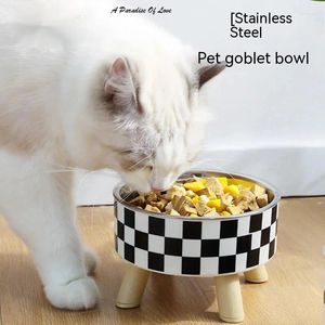 Nosiciele kotów Minimalistyczna kropka z kropki stali nierdzewnej miska pies karmią