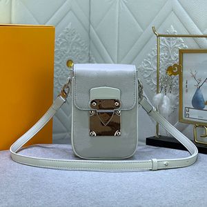 Borsa a tracolla piccola Custodia per iPod Vera pelle S-Lock Lettere di moda Hardware argento Borsa da donna Mini Borsa grigia Tasche con scomparto interno