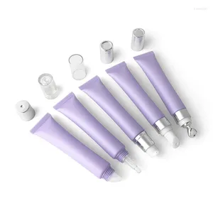 Bottiglie di stoccaggio 10 pz 20 ml Viola Opaco Contenitore Cosmetico Vuoto Per Crema Per Gli Occhi Massaggio Essenziale Bottiglia Riutilizzabile Labbro In Metallo Top Morbido