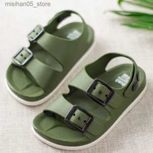 Sandals Childrens Sandals 2018 Summer Summer Sole PVC Buckle Anti Cliprens Childrens أحذية الأولاد والبنات مفتوحة إصبع القدم شاطئ 1-5Y A0104 Q240328